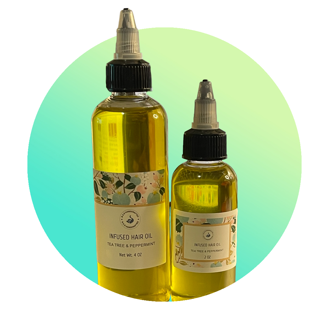 INFUSED HAIR OIL TEA TREE & PEPPERMINT (Used as a hot oil treatment)